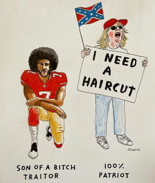 cartoon - I Needs A Haircut Jduquette Son Of A Bitch Traitor 100% Patriot