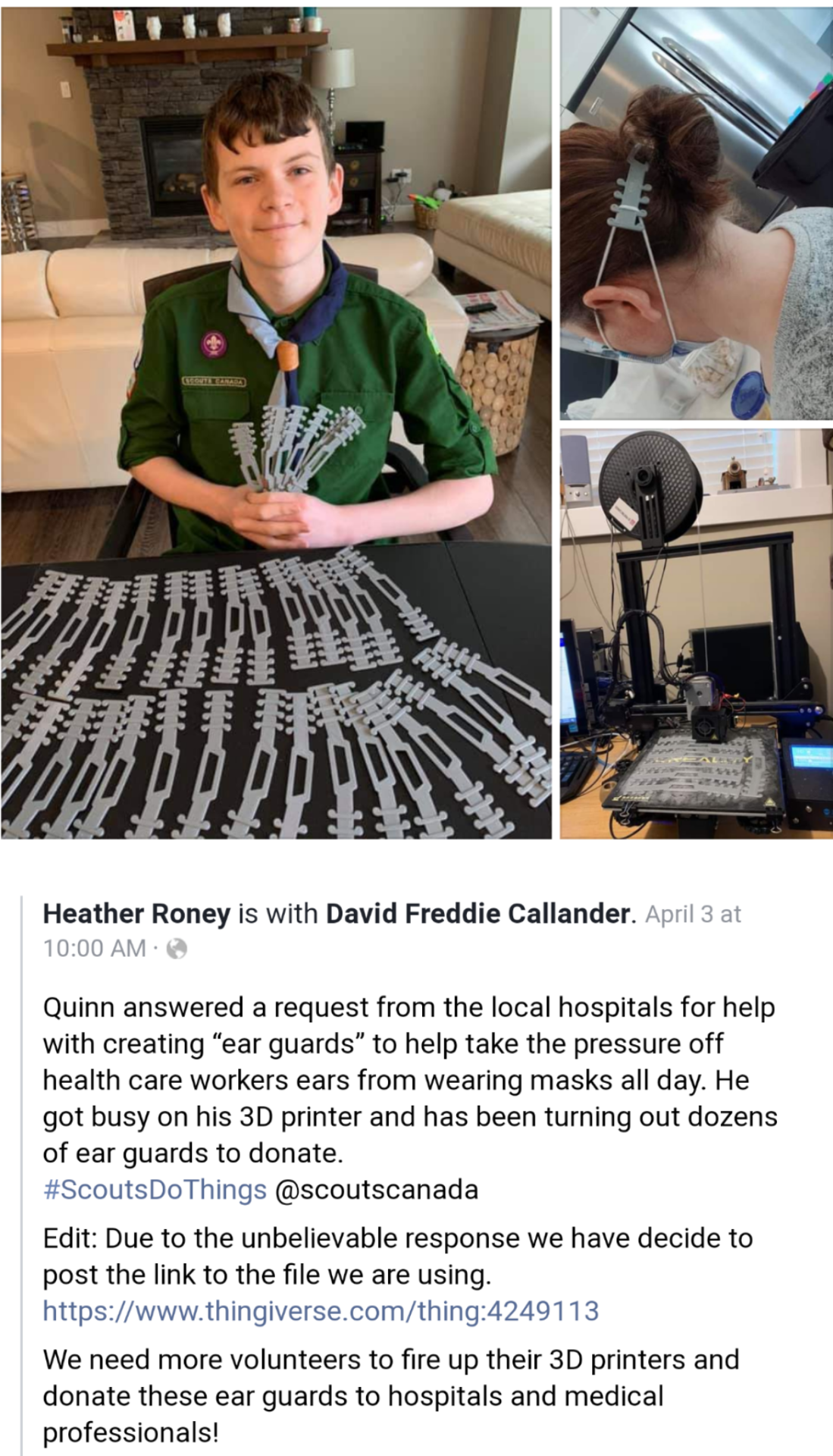 ear guards for masks - Here Heather Roney is with David Freddie Callander. April 3 at Quinn answered a request from the local hospitals for help with creating "ear guards" to help take the pressure off health care workers ears from wearing masks all day. 