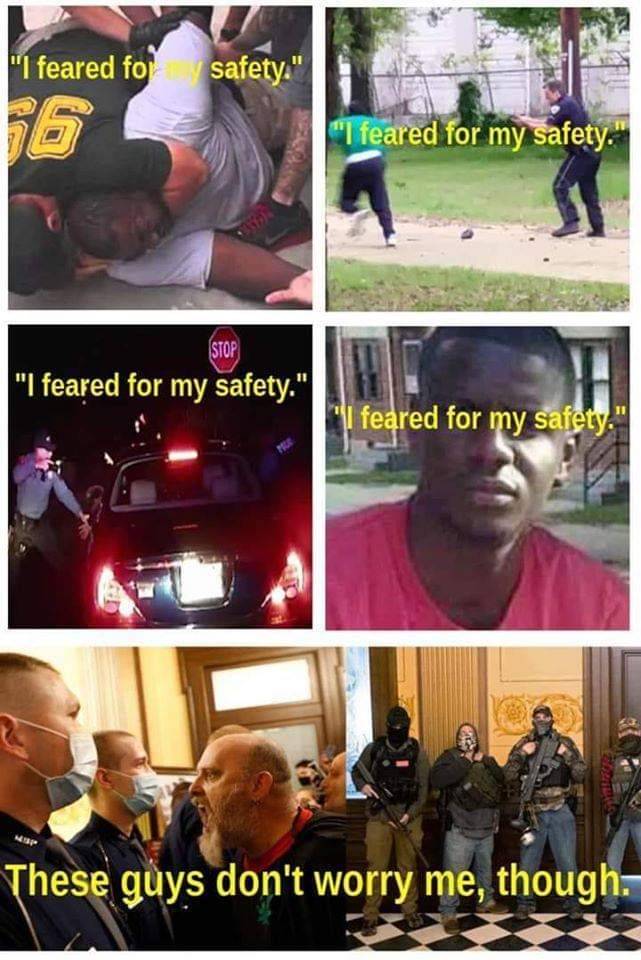 collage - "I feared fo safety." "I feared for my safety." Stop "I feared for my safety." "I feared for my safety." These guys don't worry me, though