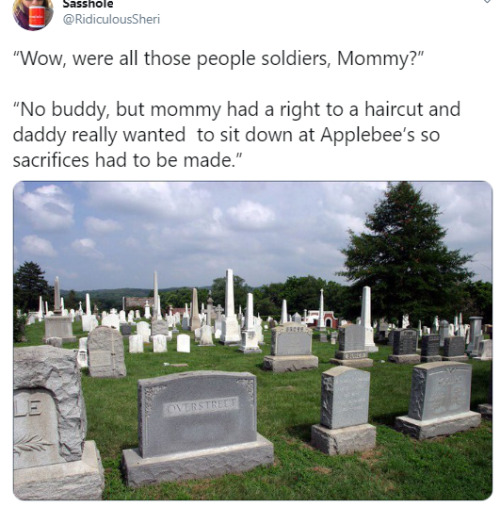 Bleed Red - Sasshole "Wow, were all those people soldiers, Mommy?" "No buddy, but mommy had a right to a haircut and daddy really wanted to sit down at Applebee's so sacrifices had to be made."