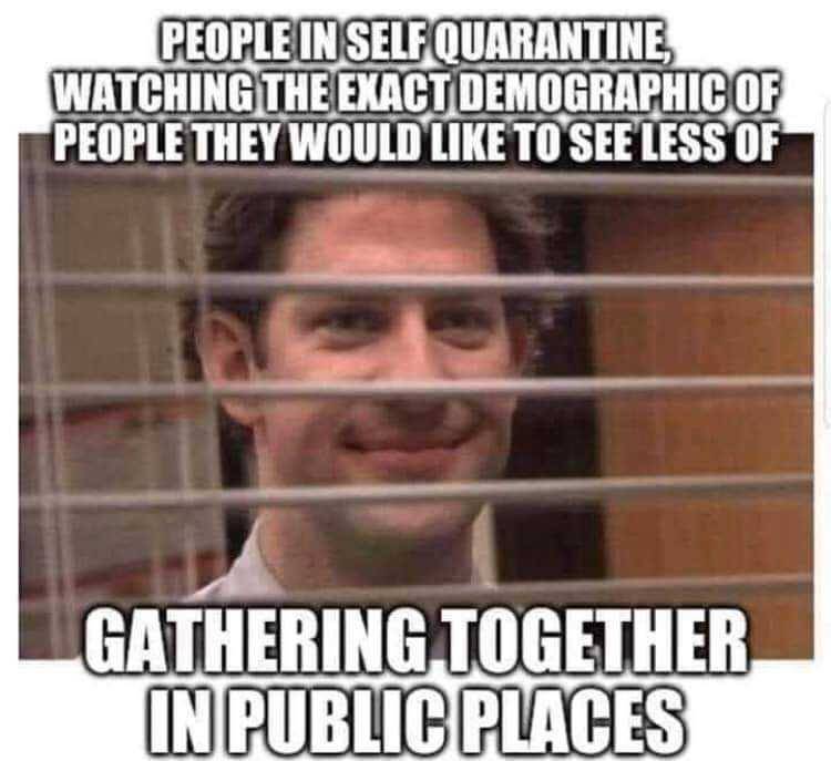 abap meme - People In Self Quarantine, Watching The Exact Demographic Of People They Would To See Less Of Gathering Together In Public Places