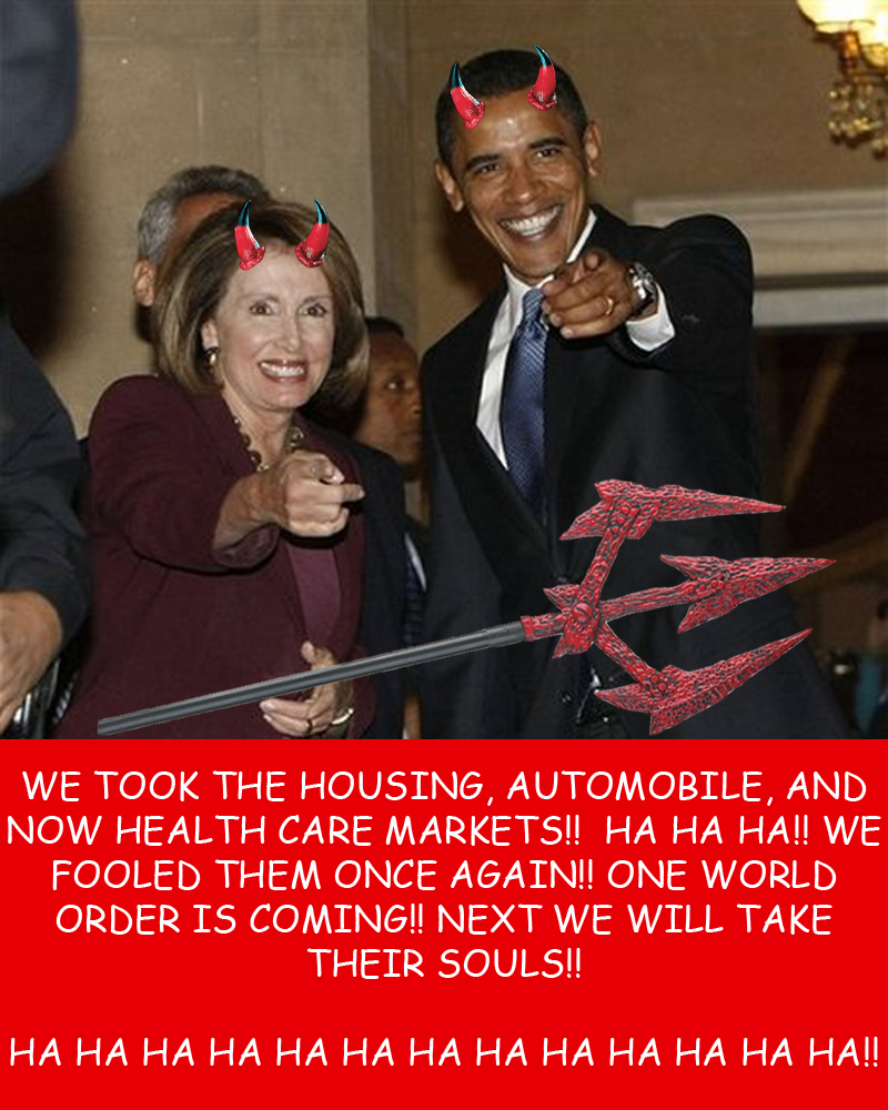The Real Nancy Pelosi And Barry Soetoro Moments After The Unconstitutional Health Care Bill Passed.