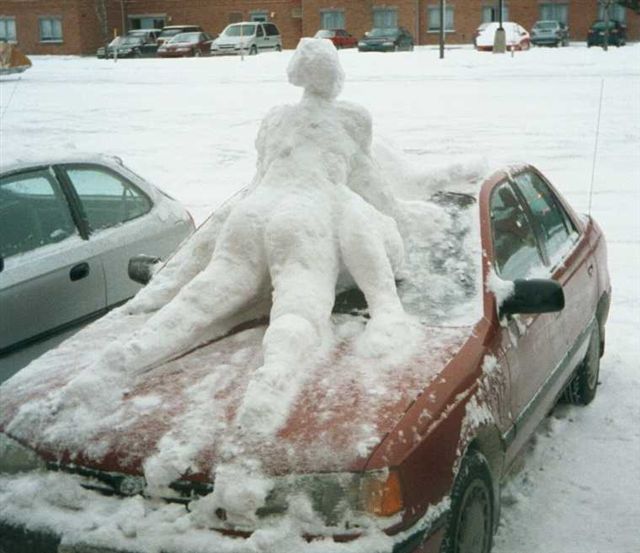 snow sex on a car