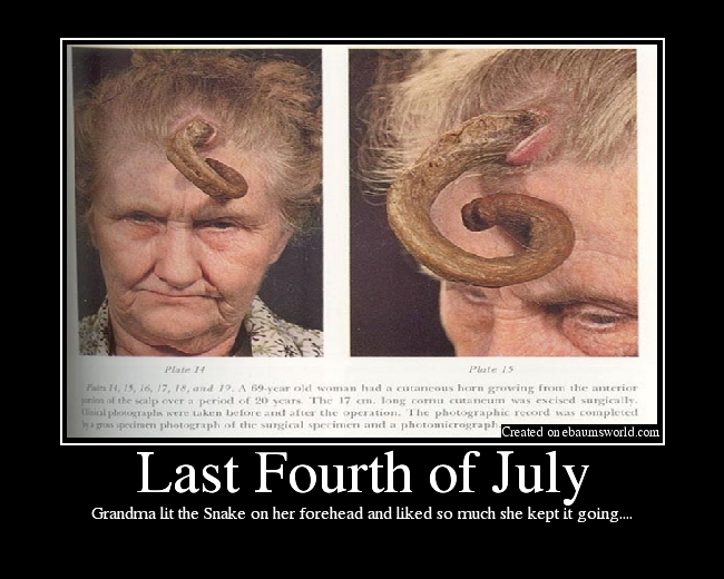 Grandma lit the Snake on her forehead and liked so much she kept it going....