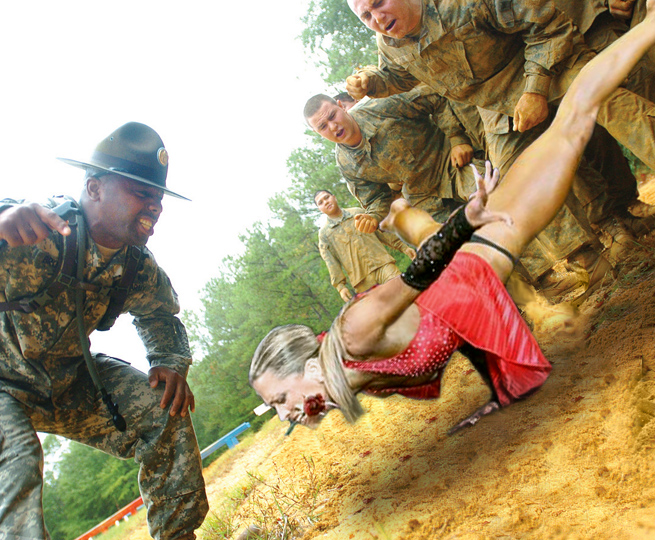 She may break every dress code in the army, but damn can that soldier do a push-up!
