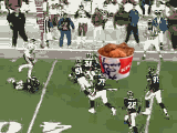 American Footballers chasing a KFC bucket