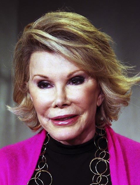 JOAN RIVERS Comedy vet Rivers, 75, has been outspoken about her multiple cosmetic surgeries, writing about her eye lift, nose job and breast augmentation in her 2008 book, Men Are Stupid...And They Like Big Boobs: A Woman's Guide to Beauty Through Plastic Surgery. "Looking good," Rivers writes,"equals feeling good ... I'd rather look younger and feel happy than look older and be depressed."