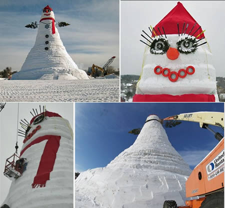 World's Tallest Snowman 100-foot-long scarf, 122-foot-tall mountain of snow.
