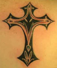 A cross tattoo