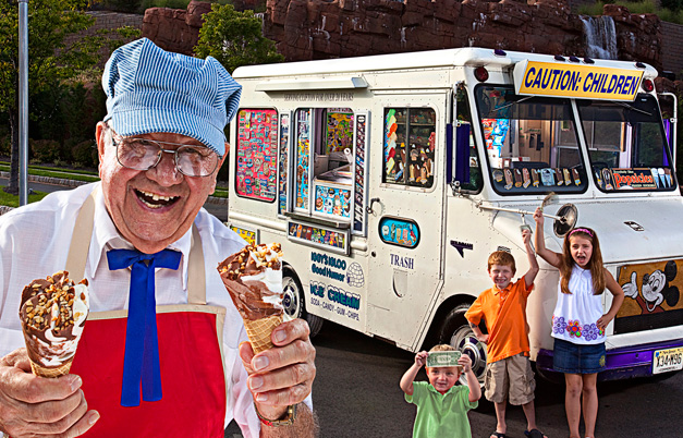 Charlie D'Angelo of Clifton, New Jersey, USA, has been working as an ice-cream man non-stop for 30 years since 1979