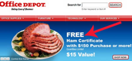  Free ham for every $150 purchase