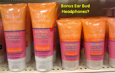 Free earbuds with the purchase of face wash