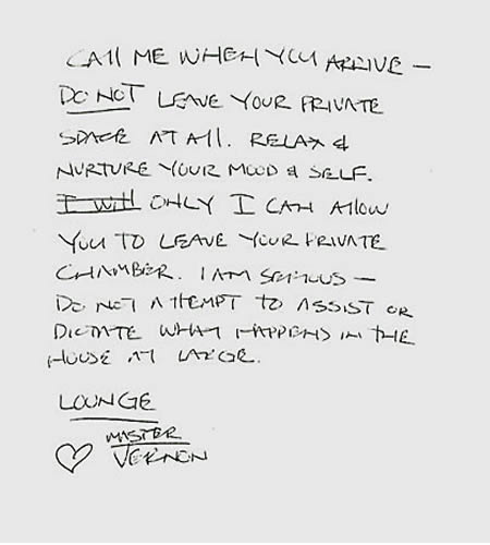 funny divorce letter - Call Me When You Arrive Do Not Leave Your Private Sdack At All. Relax & Nurture Your Mud 9 Self. I with Only I Can Allow You To Leave Your Private Chamber. Iam Srinus Do Not Attempt to AssisT Or Dictate What Happens In The House 1 A