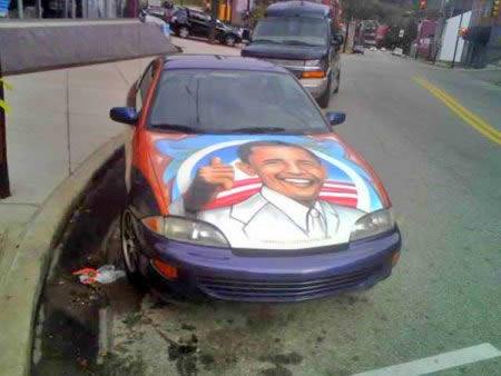 Obviously we were going to find an Obama painted car!