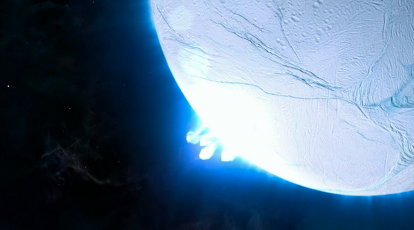 Amazing picture of the geysers of water spewing from Saturn's moon Enceladus. Astrobiologists say This is the moon that could harbor life. James Cameron just took his submarine 7 miles deep into the ocean, and found the ocean floor teaming with life. He discovered 47 new species of marine life. What could be in the oceans of Enceladus?