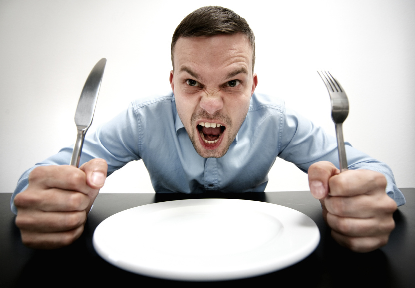If you are hungry, try grinding food against your teeth and swallow it. Food will activate your reverse hunger nerves.