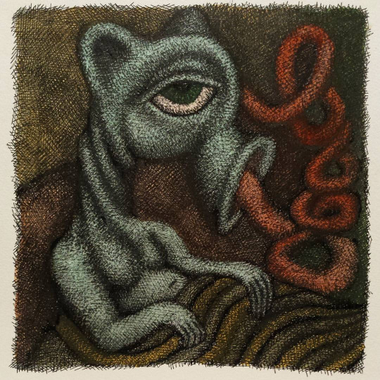 Mister Tungsten - 9"x9" - mixed media on watercolor paper