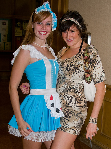 Girls Dressed Up as Alice in Wonderland for Halloween