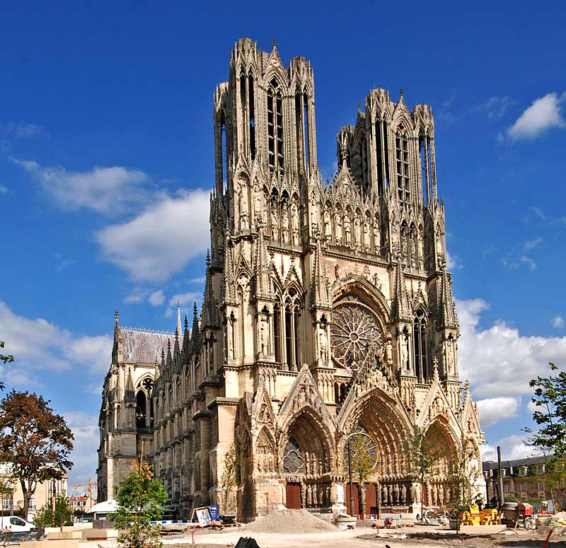 Rheims Cathedral, France - Outside photo of the beautiful cathedral