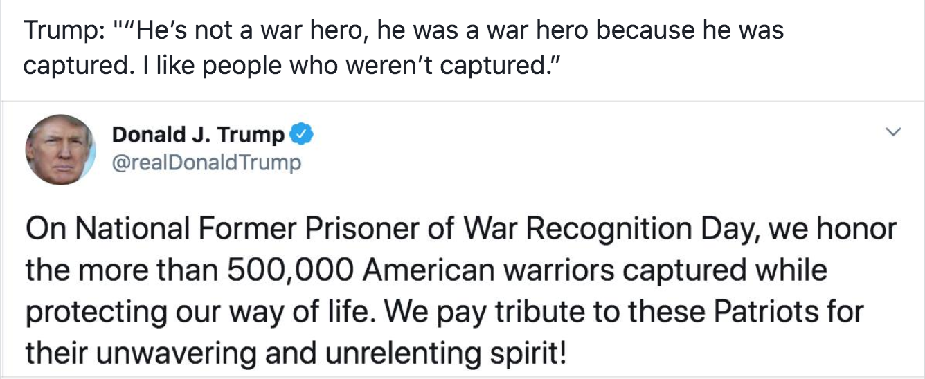 We know how Trump really feels about POWs, because he's already told us.