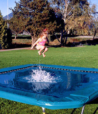 A normal trampoline that reacts differently to water
