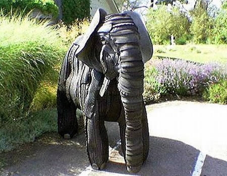 Recycled Used Tires as Art