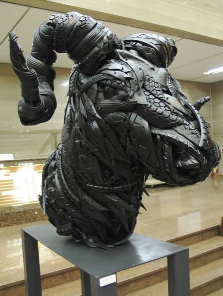 Recycled Used Tires as Art