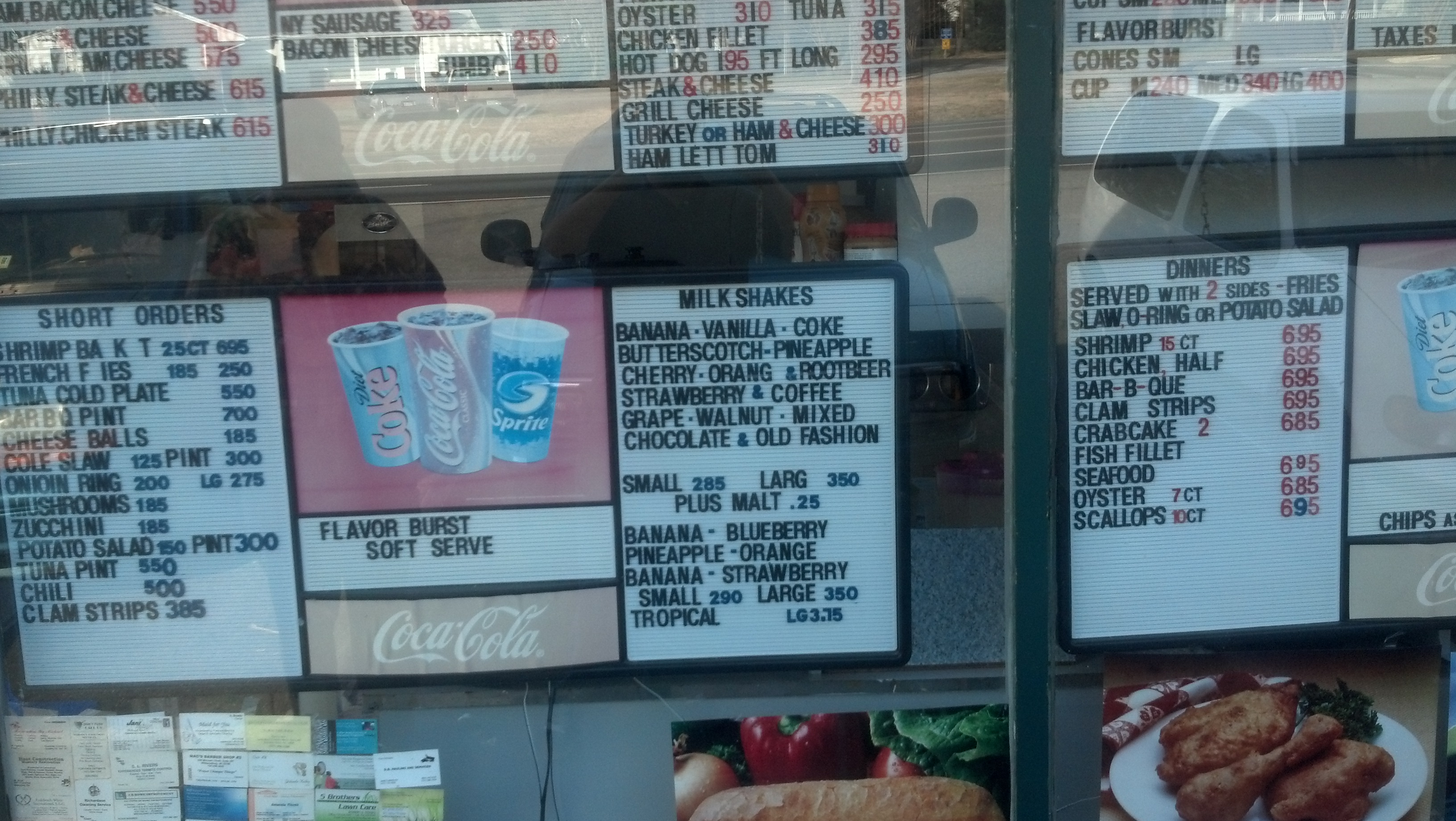 Extensive list of house made milk shakes.