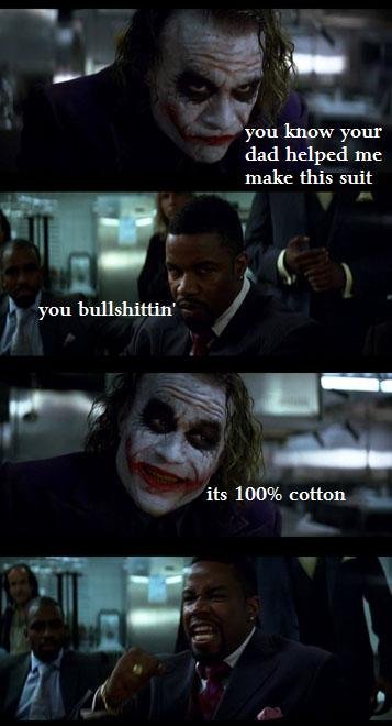 Joker tells how he got his suit made by one mans dad