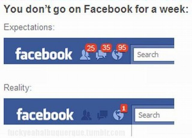 random pic facebook memes expectation vs reality - You don't go on Facebook for a week Expectations 2535 95 facebook Search Reality facebook Search Search