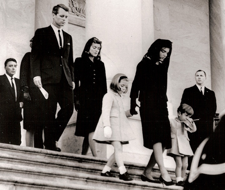 The Kennedy family leave the funeral of John F. Kennedy in 1963.