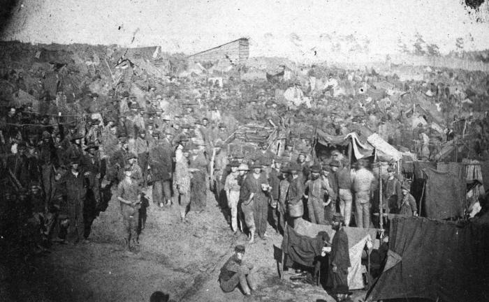 Union prisoners receive rations at Fort Sumter in 1864.