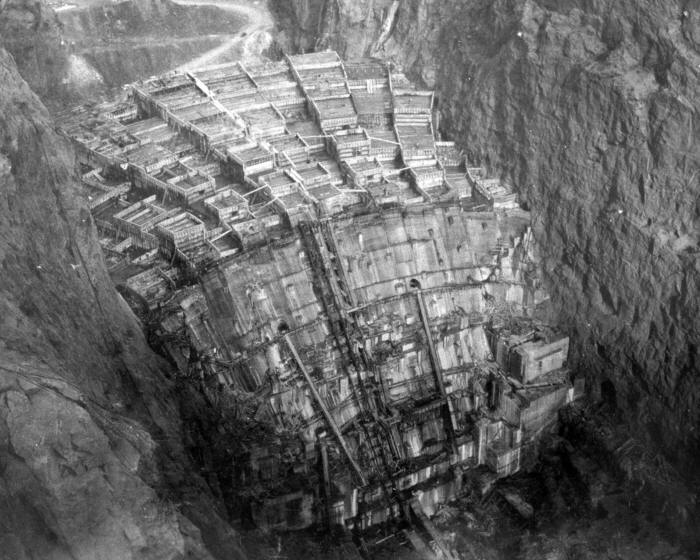 Construction of Hoover Dam in 1934.