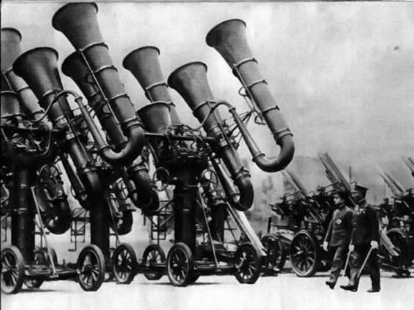 The Japanese "War Tuba" used to locate enemy aircraft before the invention of radar.  Circa 1930.