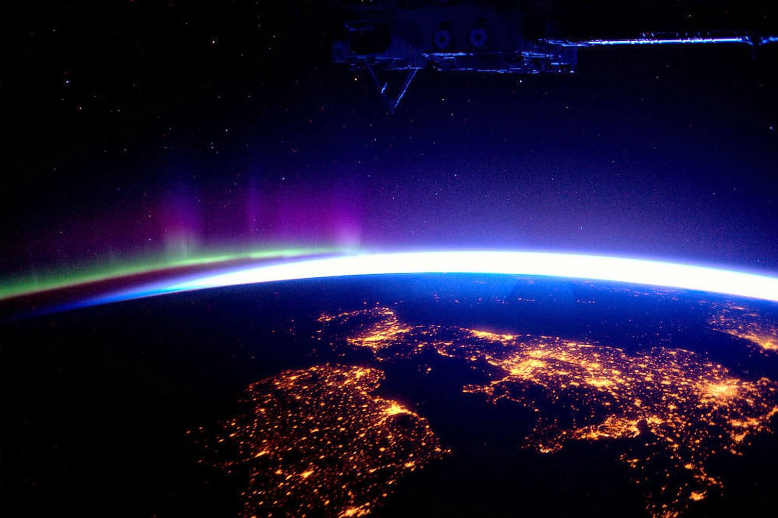 Great Britain and some Northern Lights from the International Space Station.