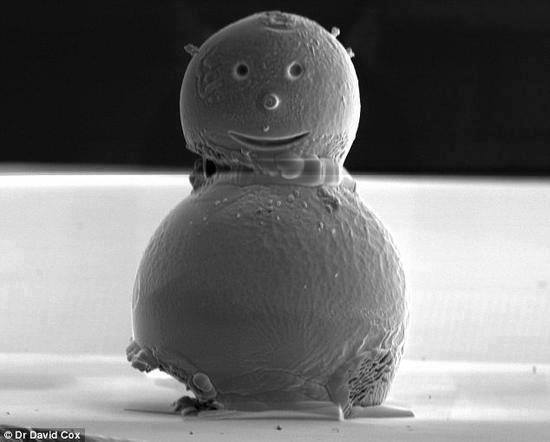 The smallest snowman ever - just 10 m across, or 15th the width of a human hair.