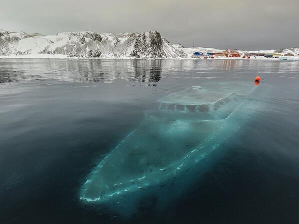 Sunken Boat in Antarctica