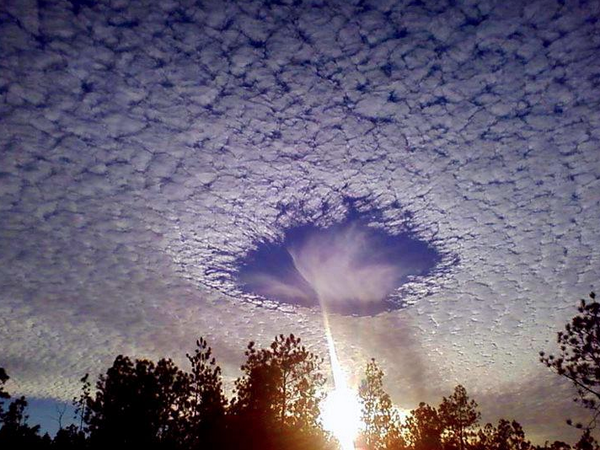 This is a rare meteorological phenomenon called a skypunch.