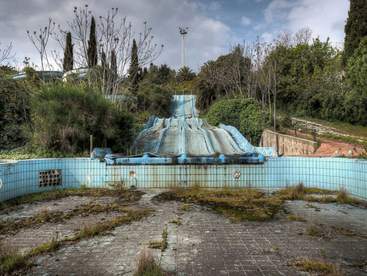 This water park has closed its doors forever and has long lain deserted.