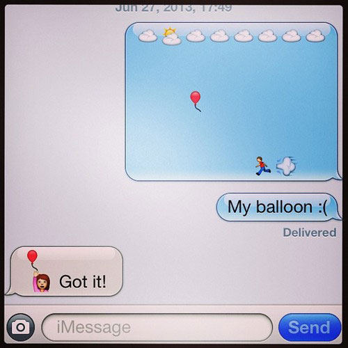 lost balloon emoji - , 55 My balloon Delivered Got it! | iMessage Send
