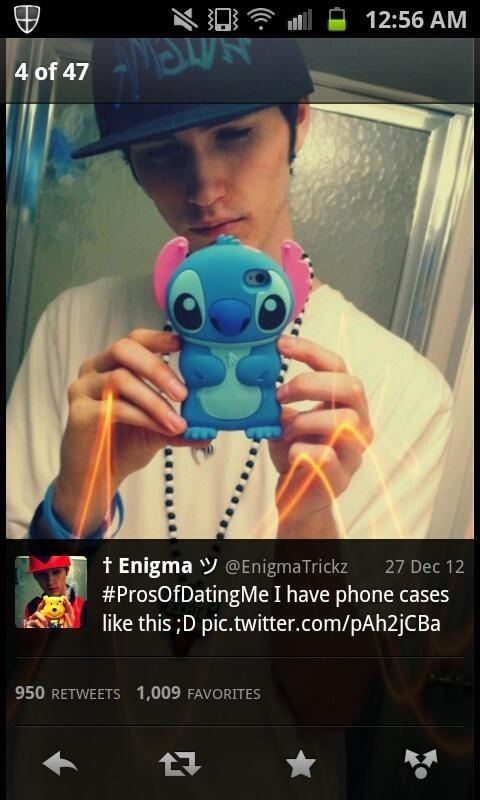 video - VOJl 4 of 47 Enigma y Trickz 27 Dec 12 Me I have phone cases this ;D pic.twitter.compAh2jCBa 950 1,009 Favorites