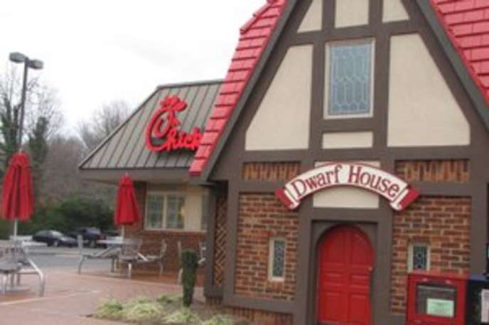 Hapeville, Georgia. The chicken chain's origin can be traced to the Dwarf Grill, a restaurant opened by S. Truet Cathy, the chain's current Chairman and CEO, in 1946. The Dwarf Grill was making more chicken sales than anything so they decided to change the name to Chick-Fil-A.