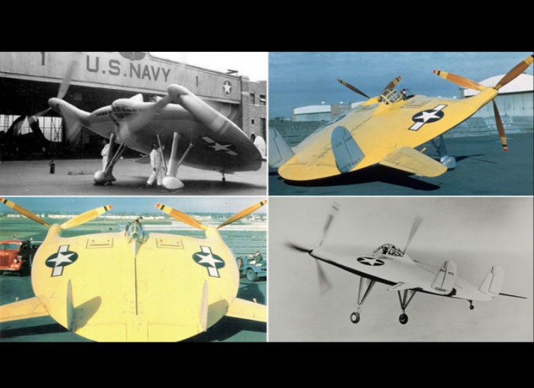 Vought V-173 - Basically a giant flying pancake, and endearingly referred to as such, this thing was built by the US Navy in 1942 as an experimental fighter.