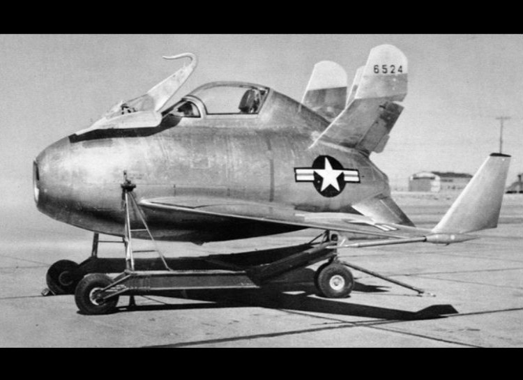 McDonnell XF-85 Goblin - A tiny, prototype jet fighter designed in 1948. This little guy was actually supposed to be launched from the bomb bay of much larger bombing aircraft.
