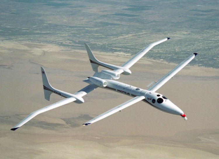 Proteus - This piecemeal, tandem wing aircraft was built by Scaled Composites in 1998.