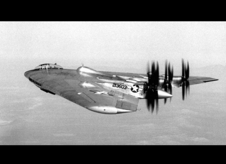 Northrop XB-35 - An early flying wing bomber from after WWII, it looks like the designers of this craft just said: "We need more propellors!"
