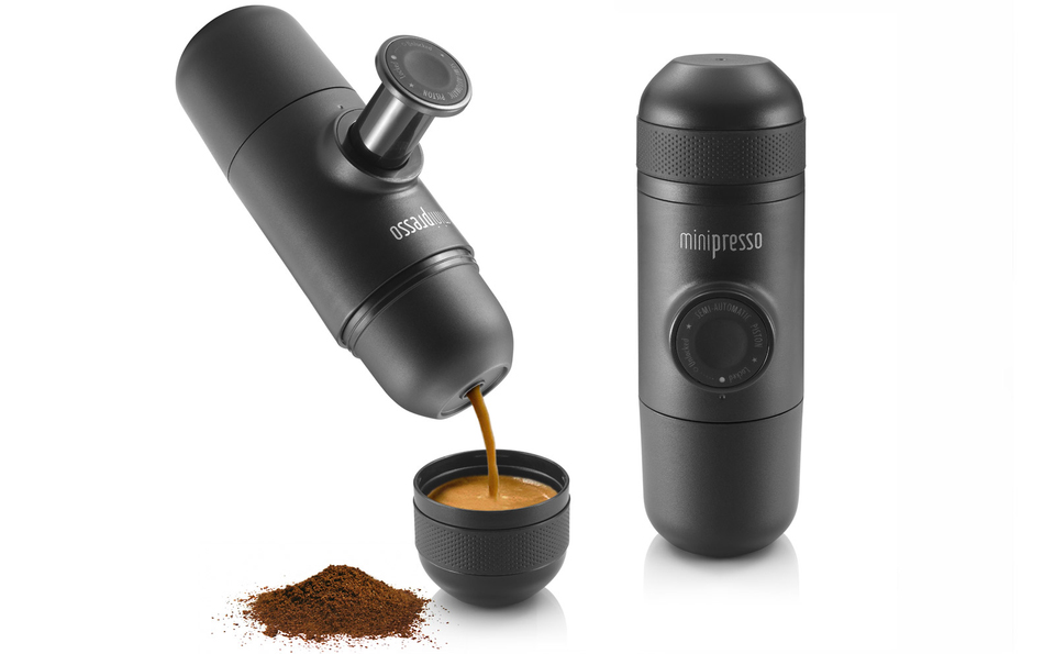 Minipresso - This portable espresso machine gives you the luxury you have at home. It’s a great gadget for people who enjoy camping but still need a fresh cup of espresso. The Minipresso is very small which makes it easy to take with you.