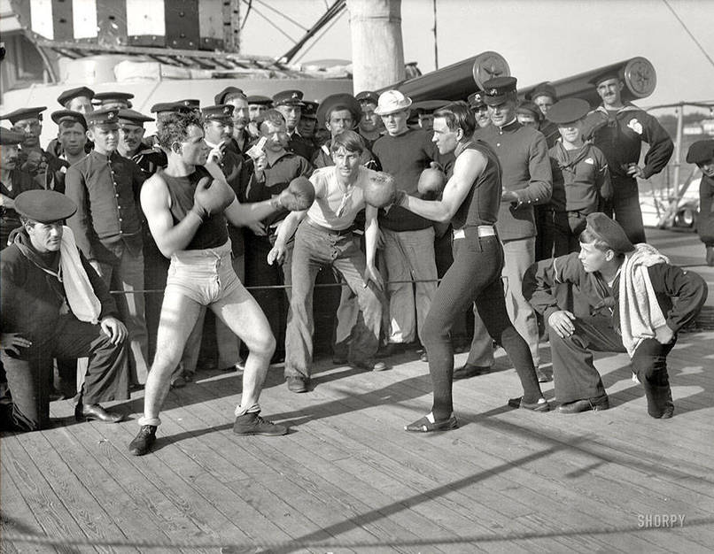 Boxing match on the U.S.S. New York in July, 1899