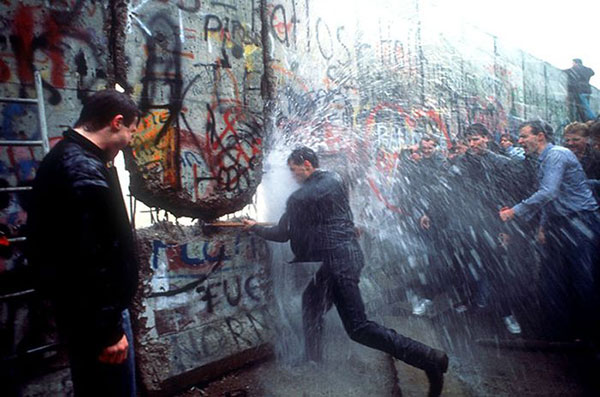 Dismantling of the Berlin Wall in 1989