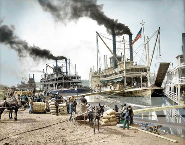 Steamboats on the Mississippi River in 1907